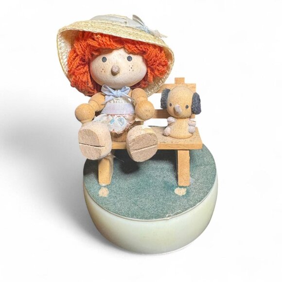 VTG Chadwick Miller Rotating Music Box Wooden Doll & Dog - Picture 1 of 5